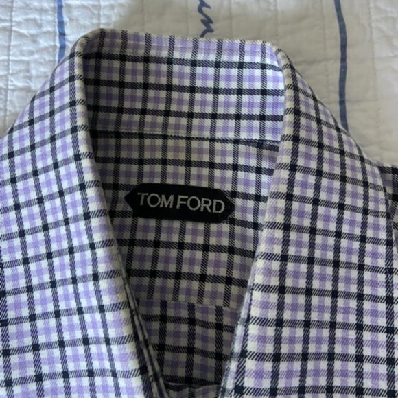 Tom Ford 100% Cotton Blue/Purple Check Shirt in Size 43 GUC - Picture 4 of 9
